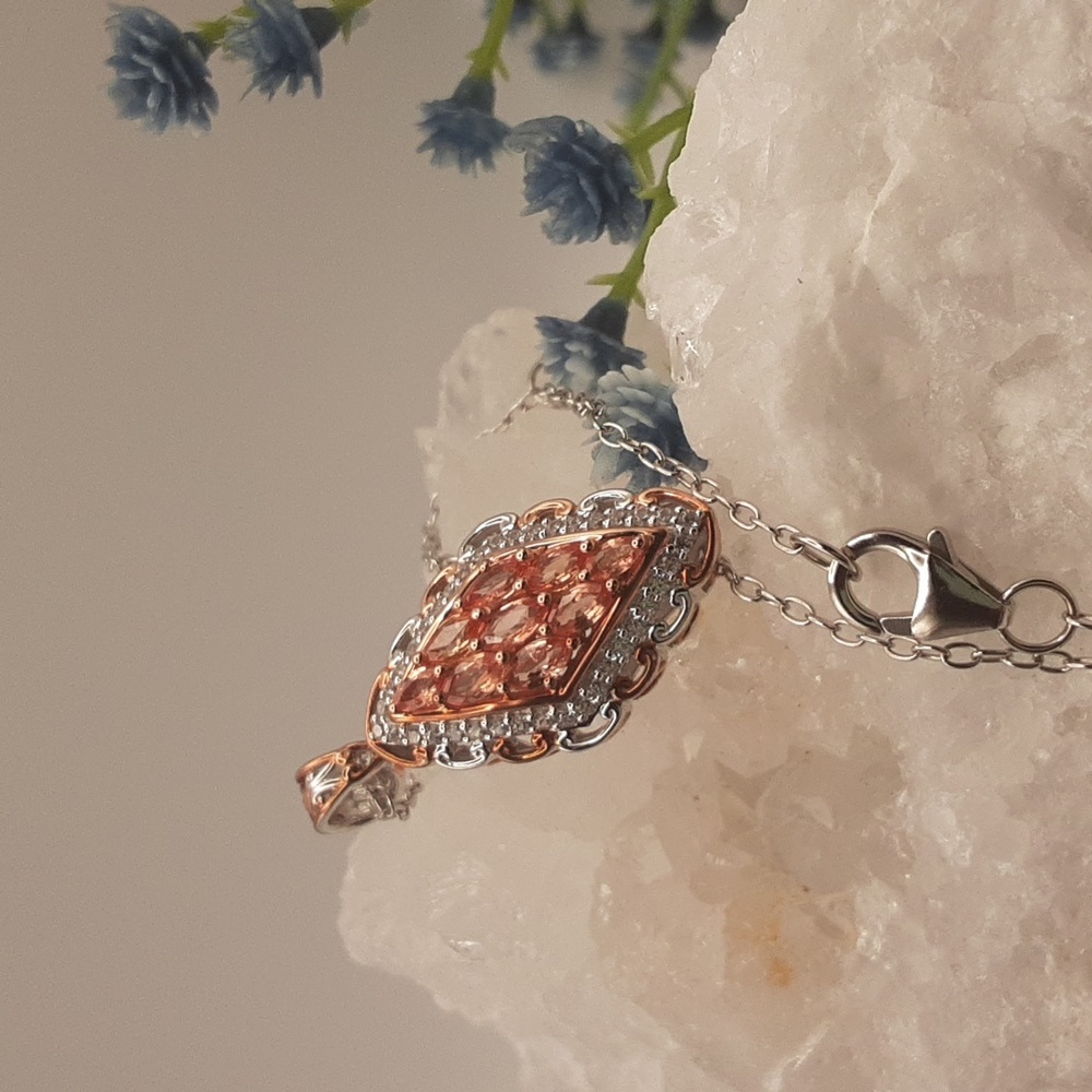 RARE, 925 Limited Edition,  Padparadscha Sapphire & White Zircon. 43/950.  FIRM. - Picture 3 of 5